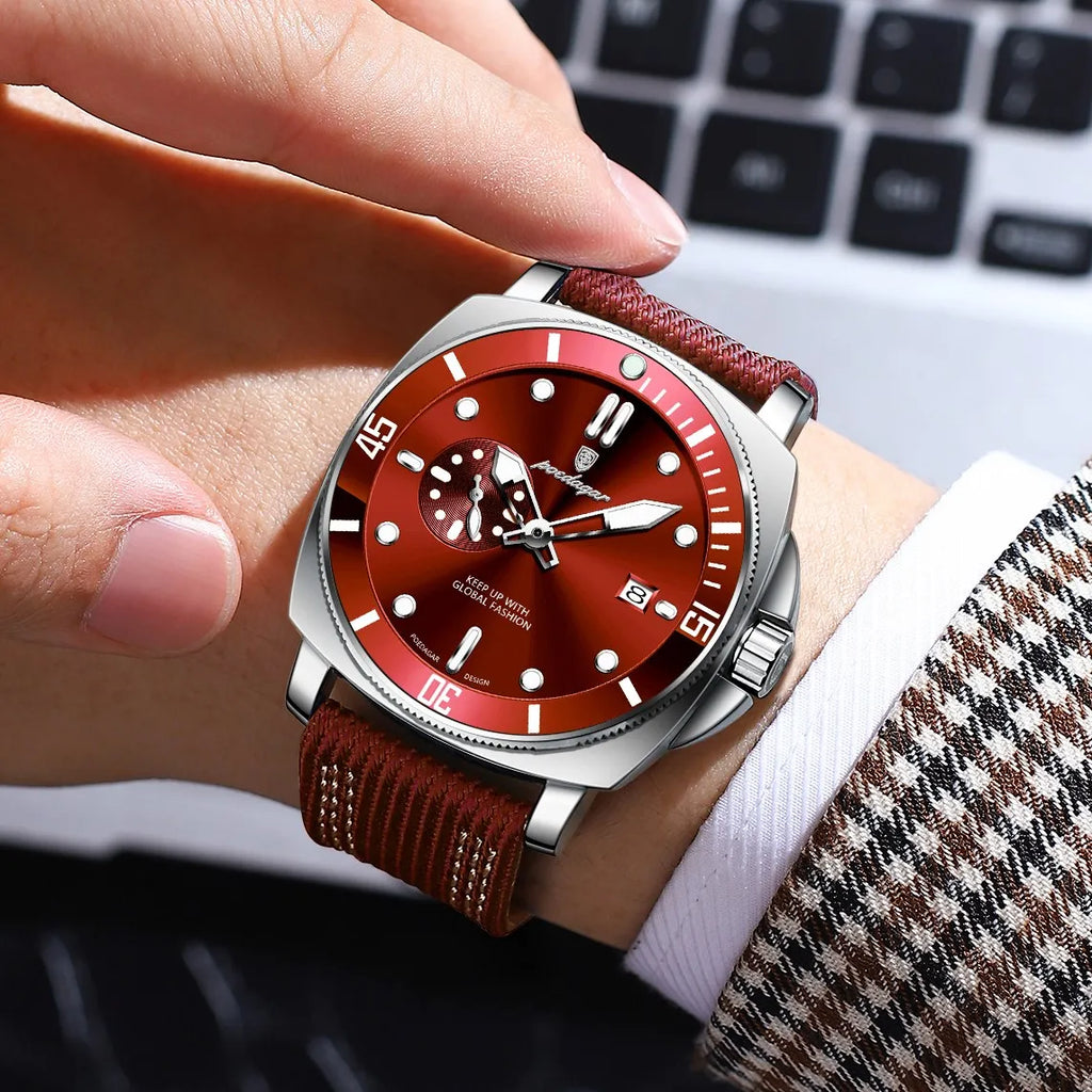 Poedagar 873 Quartz Watch Hardlex Dial Nylon Strap Luxury Business Men's Watch Date Luminous 3ATM Waterproof Watch for Men