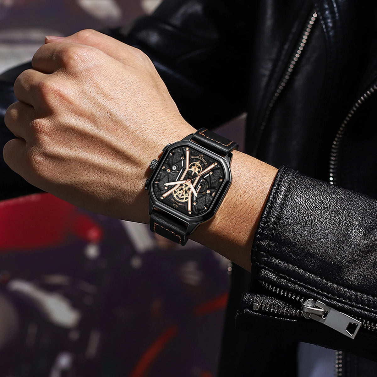 Poegadar Casual Watch for Men Top Quality Luxury Luminous Leather Wrist Chronograph Date Sport Men Watch