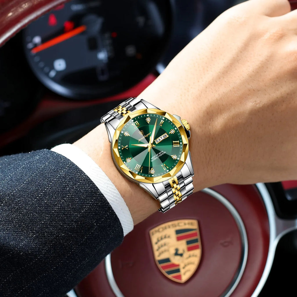 Poedagar 698 Luxury Men Quartz Watch Waterproof Luminous Business Montre Homme Stainless Steel Strap Calendar Watch for Men