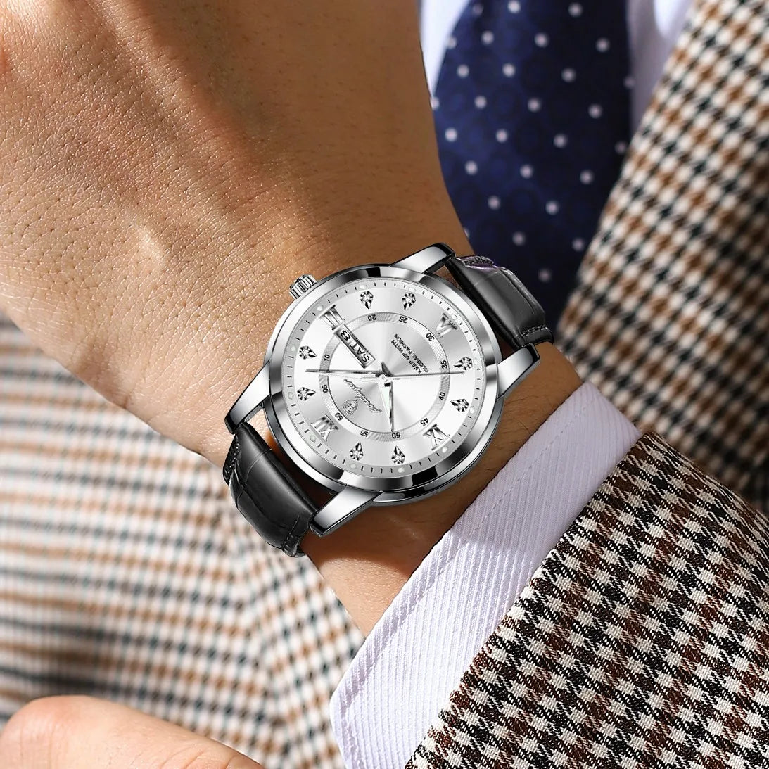 Poedagar 936 Luxury Men's Watch High Quality Leather Strap Montre Homme Wrist Watch Waterproof Luminous Quartz Watches for Men