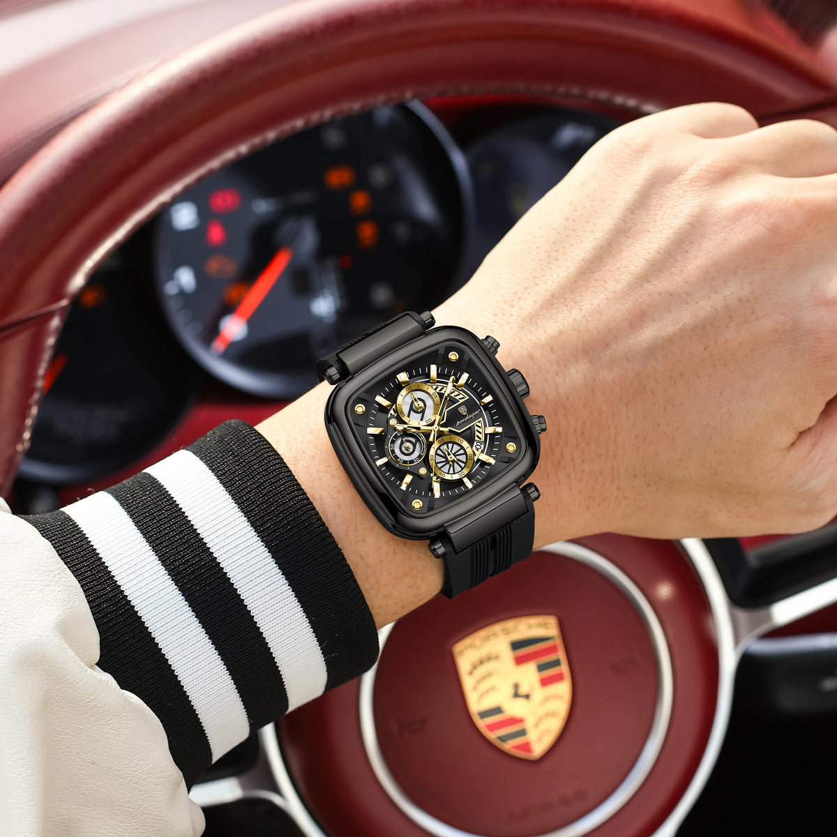 Poedagar 849 Sport Men Watch 3ATM Waterproof Luminous Square Chronograph Quartz Wristwatch Factory Direct Wholesale Price