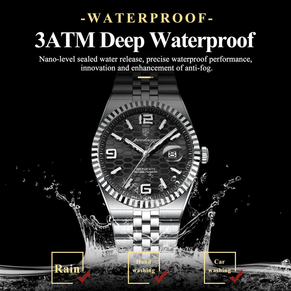 Poedagar 839 Luxury Men Watch Classic Honeycomb Dial Quartz Luminous Date 3ATM Waterproof Wristwatch Wholesale Ready to Ship