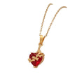 Red Crystal Heart Necklace with 18k Gold-Plated Stainless Steel