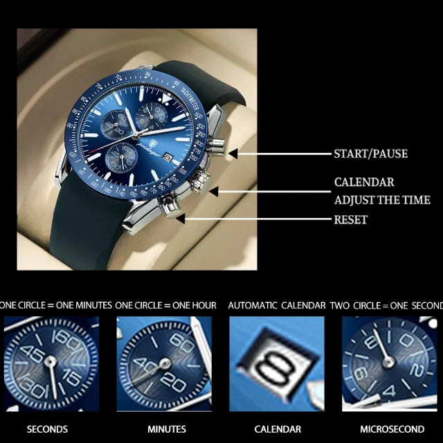 Poedagar Hot Sale Chronograph Men Watch Fashion Sport Watches Watches Calendar Cl Luminous Quartz Leather Wrist Waterproof Alloy