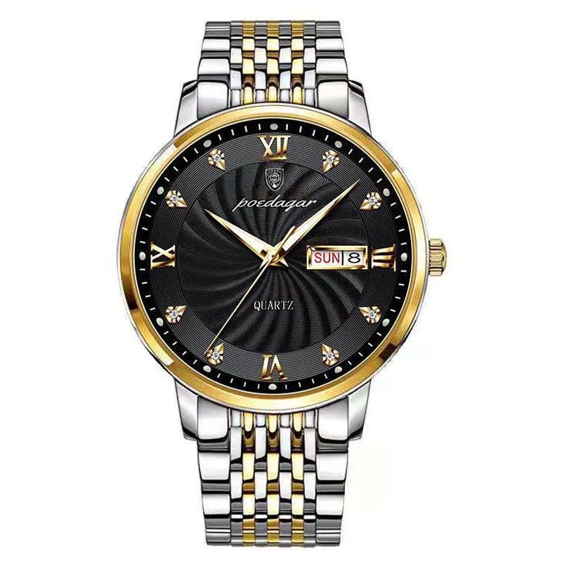 Poedagar Fashion Business Men Watches Wrist Stainless Steel Quartz Watches Waterproof Calendar Watch for Men Wholesale Relojes