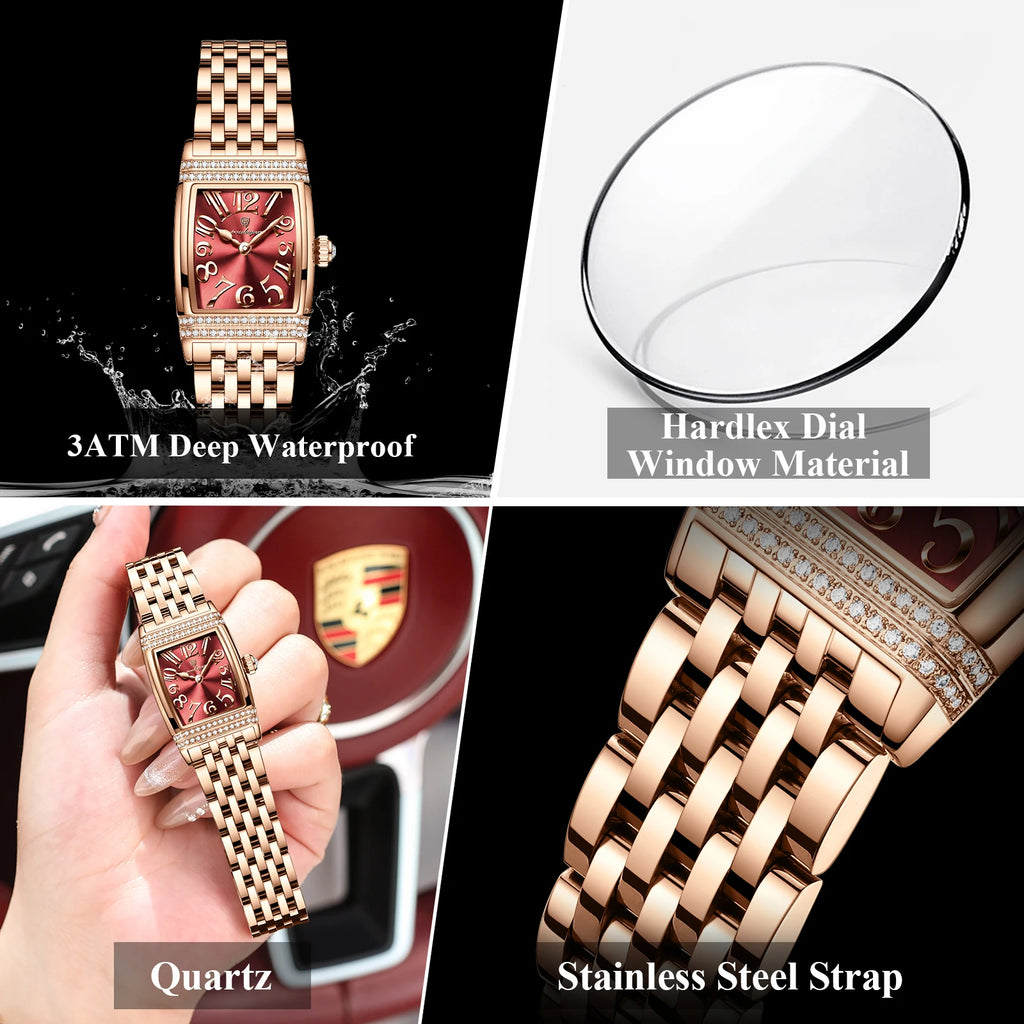 Poedagar 799 Women Luxury Quartz Watch Rose Gold Stainless Steel Bracelet Waterproof Ladies Wrist Watch