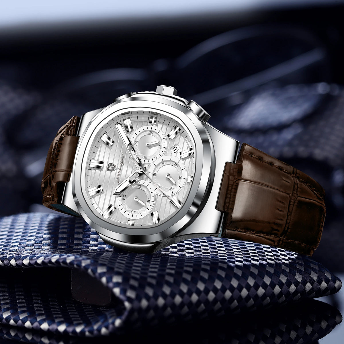 Poedagar 834 Luxury Quartz Watch for Men Leather Strap Waterproof Chronograph Wrist Watch Wholesale