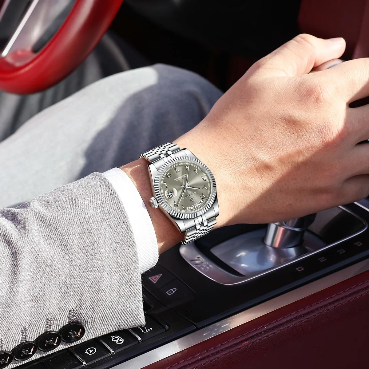 Poedagar 845 Luxury Men's Watch Arabic Numeral Dial Stainless Steel Waterproof Business Elegant Quartz Wristwatch Montre