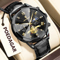 Poedagar 938 Luxury Mens Quartz Watch Luminous Waterproof Men's Watches Leather Strap Orologio Chronograph Watch for Men Gift
