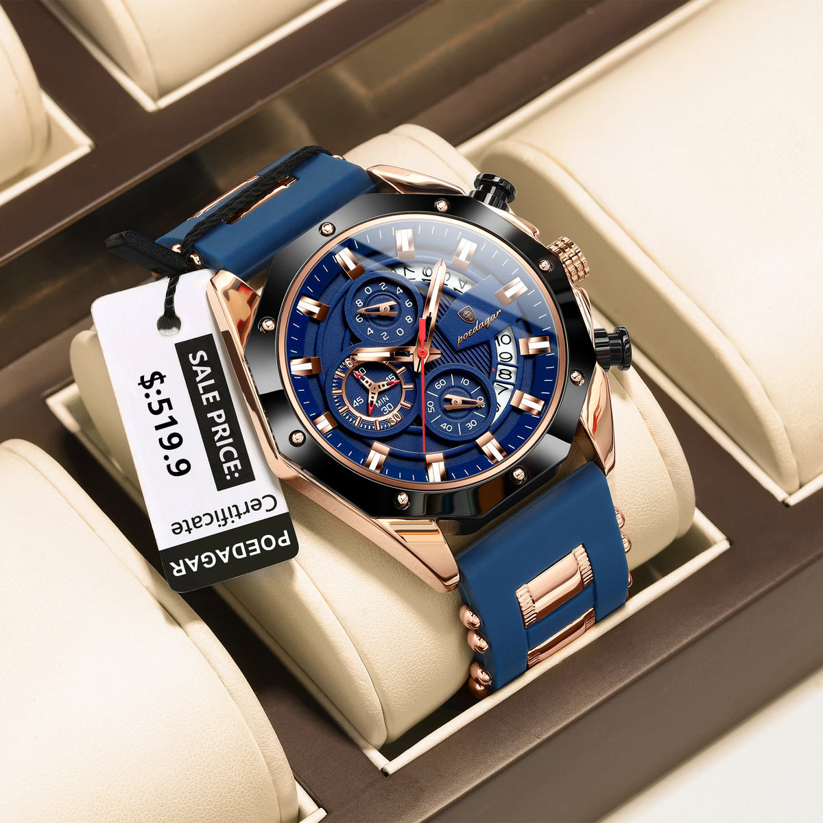 Poedagar New Arrivals Men Quartz Watches Waterproof Luminous Mens Watch Silicone Bracelet Chronograph Watch for Men