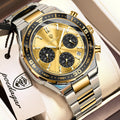 Poedagar 697 Two-Tone Gold Men's Watch Luxury Business Sport Chronograph Tachymeter Luminous Date Waterproof Montre Homme