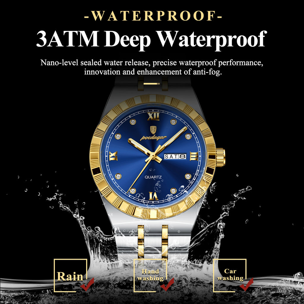 Poedagar 872 Luxury Men Wristwatch Quartz Date Watch for Men Waterproof Luminous Stainless Steel Reloj Mens Watches Montre Homme