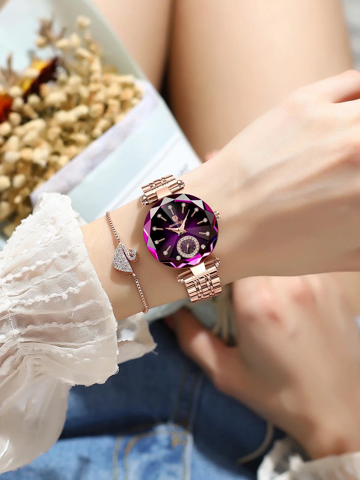 Poedagar Hot Sale Elegant Watch for Women Luxury Rose Gold Montre Femme Waterproof Stainless Steel Ladies Quartz Watch
