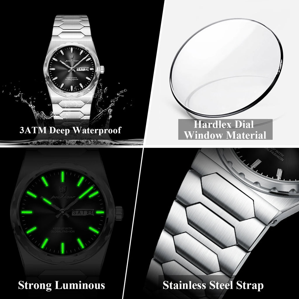 Poedagar 847 Men's Luxury Watch Factory Direct Montre Stainless Steel Quartz Watches Date Waterproof Wristwatch for Men Reloj