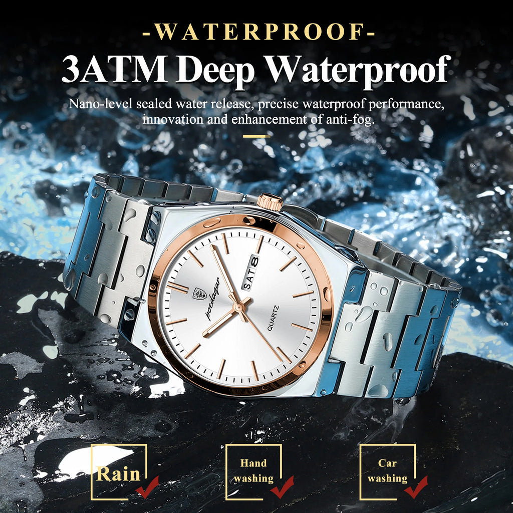 Poedagar 930 Luxury Mens Watch Hot Sale Stainless Steel Bracelet Quartz Watches Reloj Hombre Waterproof Luminous Watch for Men