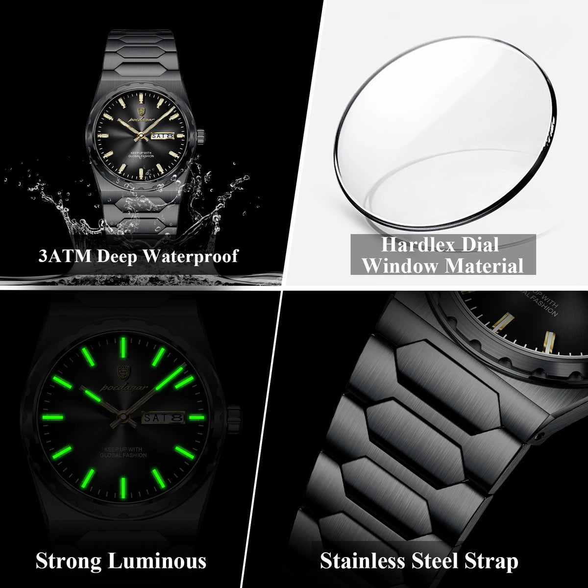 Poedagar 847 Luxury Men Watch Stainless Steel Bracelet Date Quartz Watches Waterproof Wristwatch Montre Reloj Wholesale Price