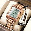 CAREKISO Original Men Watch Waterproof Week Calendar Alarm Man Wristwatch Rectangle Stainless Steel Electronic Men's Watches
