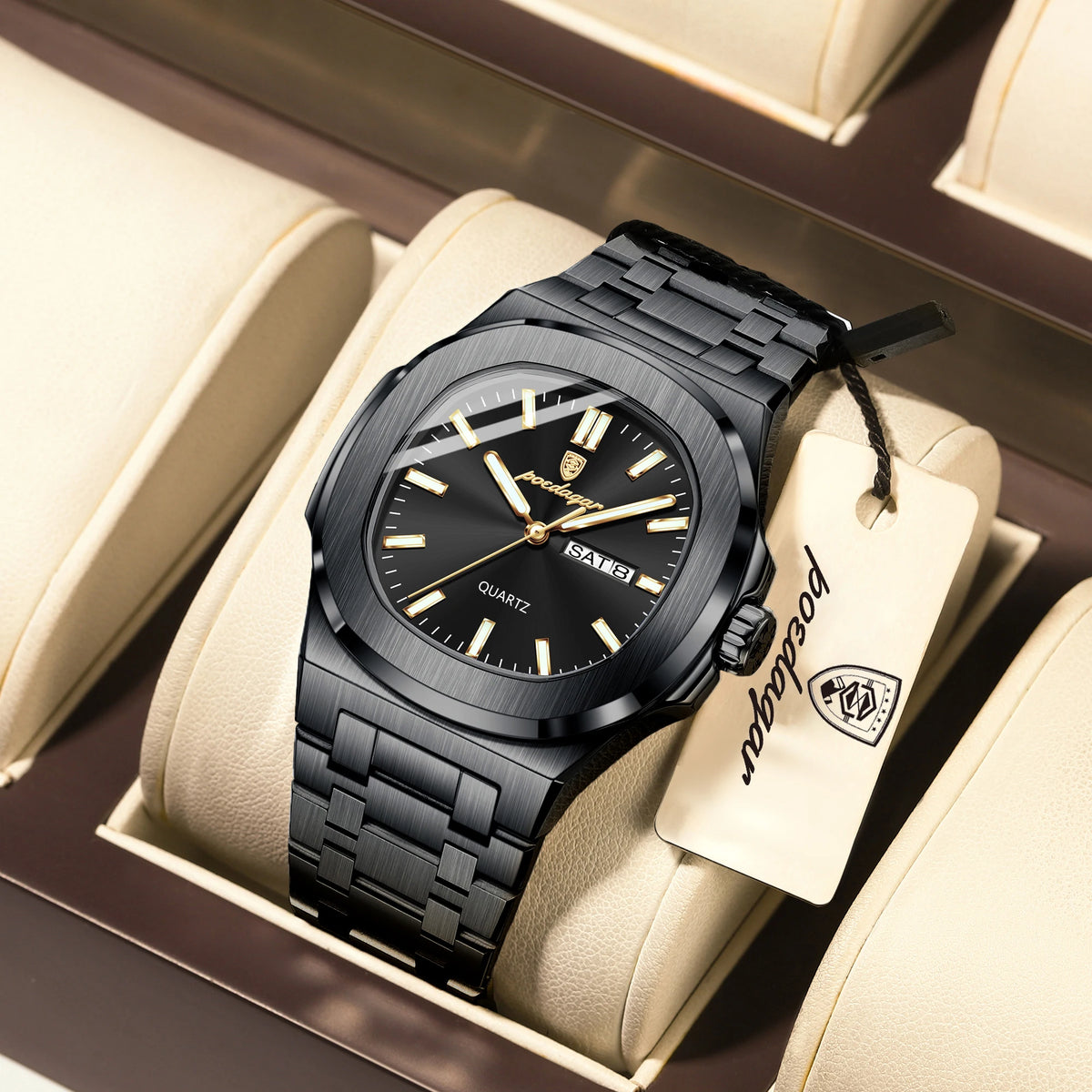 Poedagar 853 Luxury Mens Watch Waterproof Quartz Watches Classic Vintage Orologio Luminous Stainless Steel Watch for Men