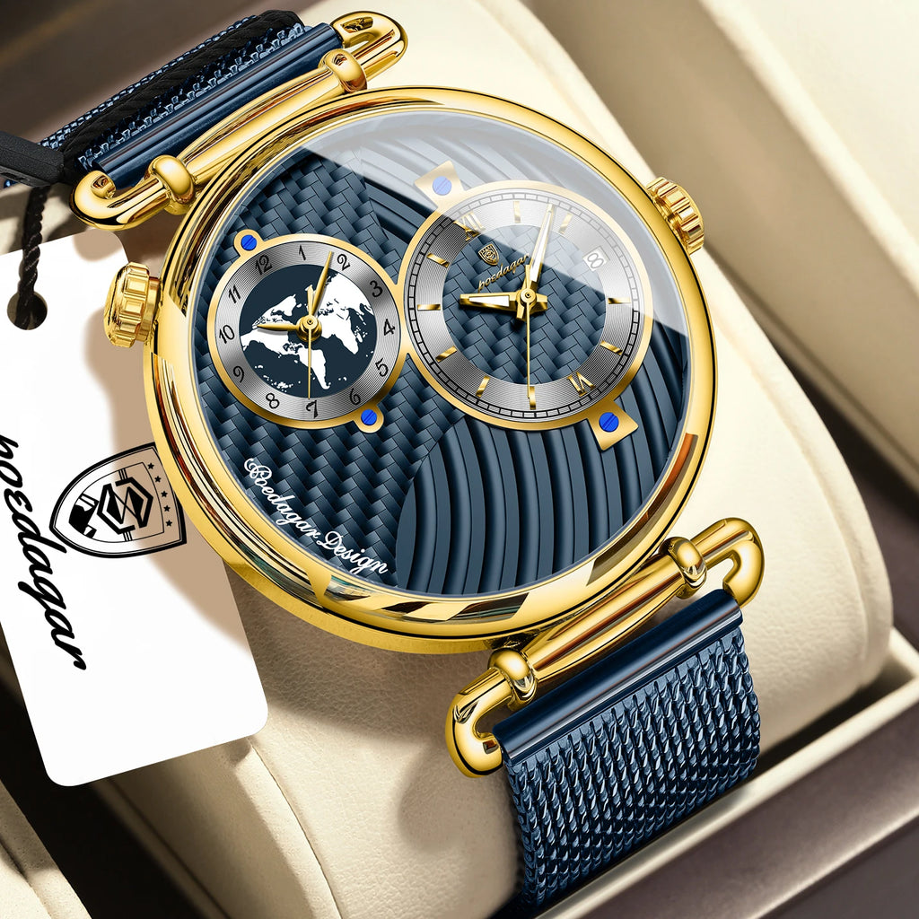 Poedagar 848 Men's Quartz Watch Mesh Stainless Steel Strap Luminous Herrenuhr Waterproof Wristwatch for Men Factory Wholesale