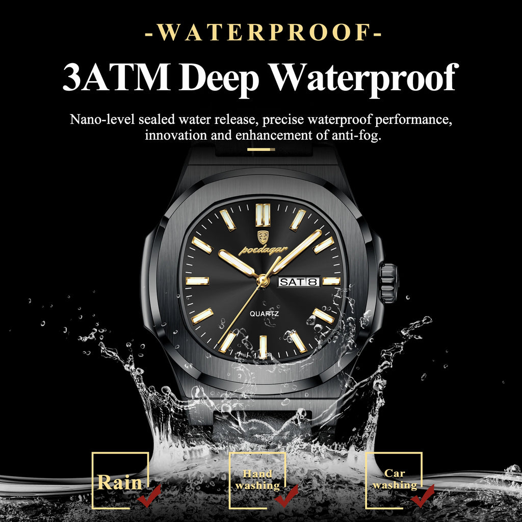 Poedagar 853 Wholesale Men Watch Waterproof Luminous Calendar Business Quartz Wristwatch Ready to Ship in Stock Reloj Montre