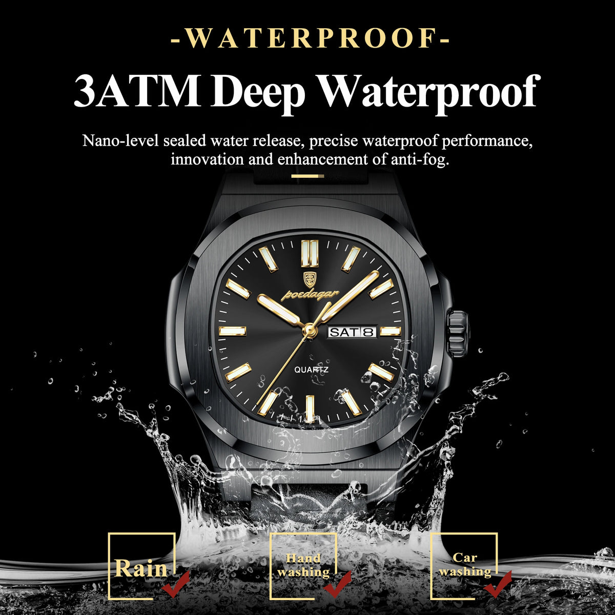 Poedagar 853 Wholesale Men Watch Waterproof Luminous Calendar Business Quartz Wristwatch Ready to Ship in Stock Reloj Montre