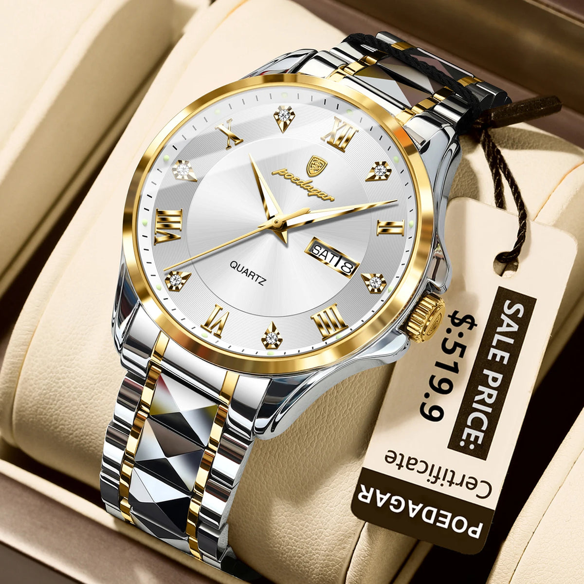 Poedagar 883 Men's Luxury Watch Fashion Stainless Steel Quartz Watches Montre Waterproof Luminous Business Wristwatch for Men