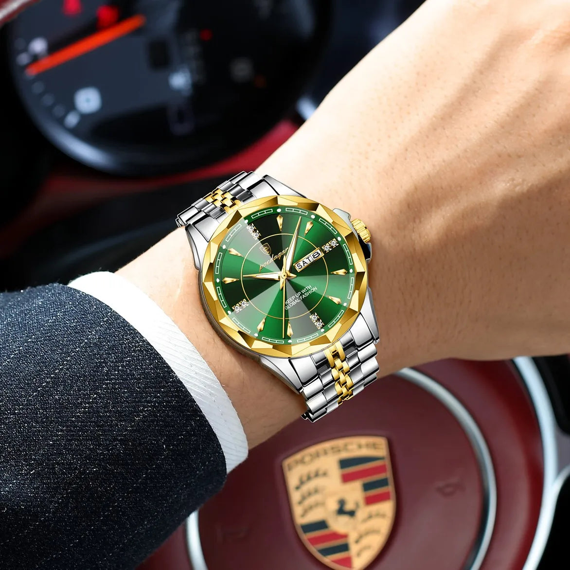 Poedagar 674 Luxury Men's Watch Business Stainless Steel Quartz Watches Montre Waterproof Luminous Calendar Wristwatch for Men