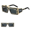 DL Brown Steampunk Rectangle Sunglasses with UV400 Protection