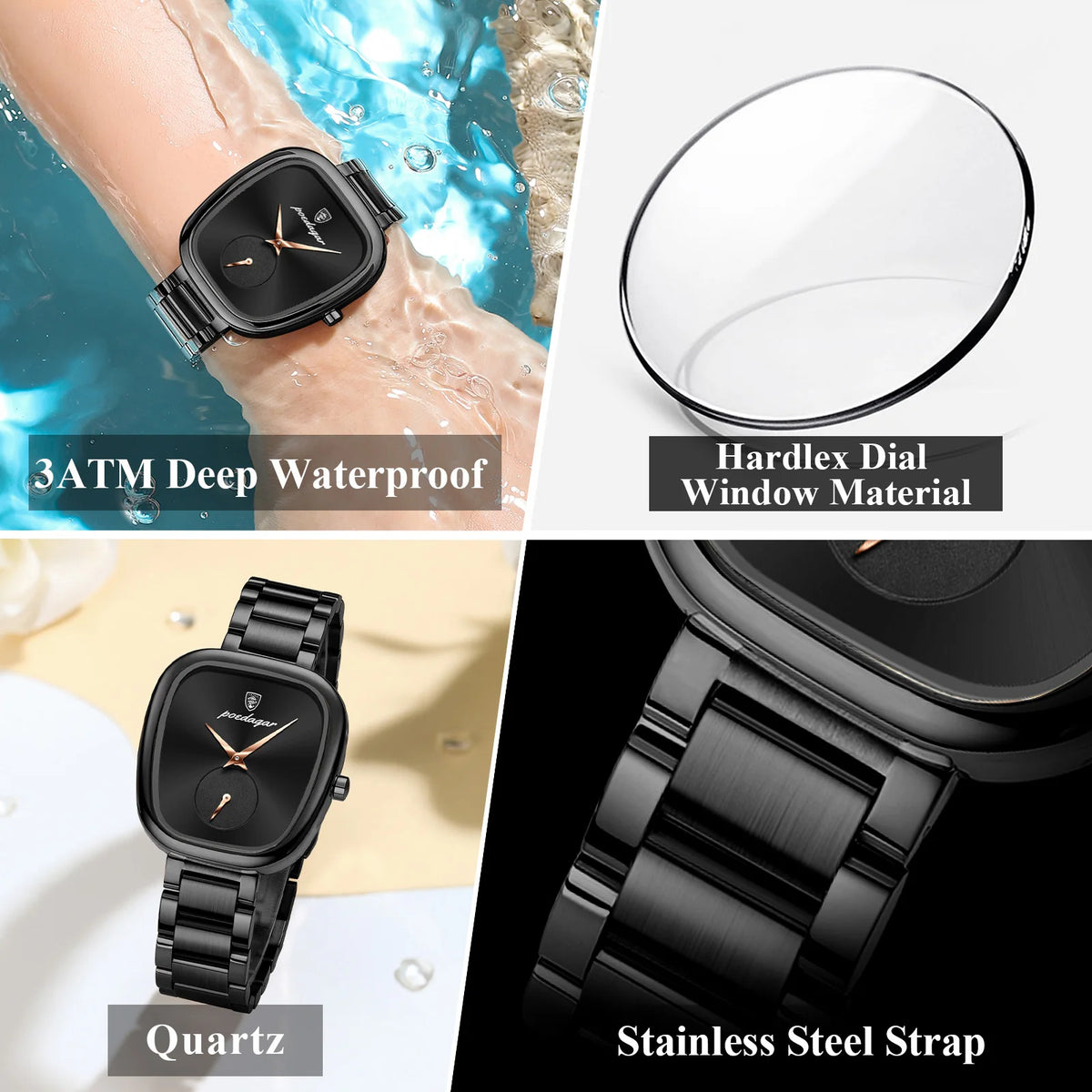 Poedgar 783 Luxury Women's Watch Dress Waterproof High Quality Stainless Steel Daily Wear Ladies Quartz Watches Factory Direct