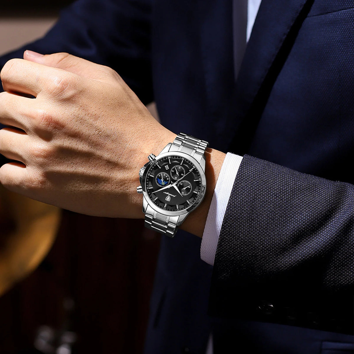 Poedagar 928 Luxury Men's Watch Casual Chronograph Watch for Men Stainless Steel Herrenuhr Waterproof Sport Quartz Watch