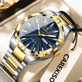 CAREKISO Business Men Date Week Waterproof Luminous Quartz Men Wristwatch Stainless Steel Men's Watches