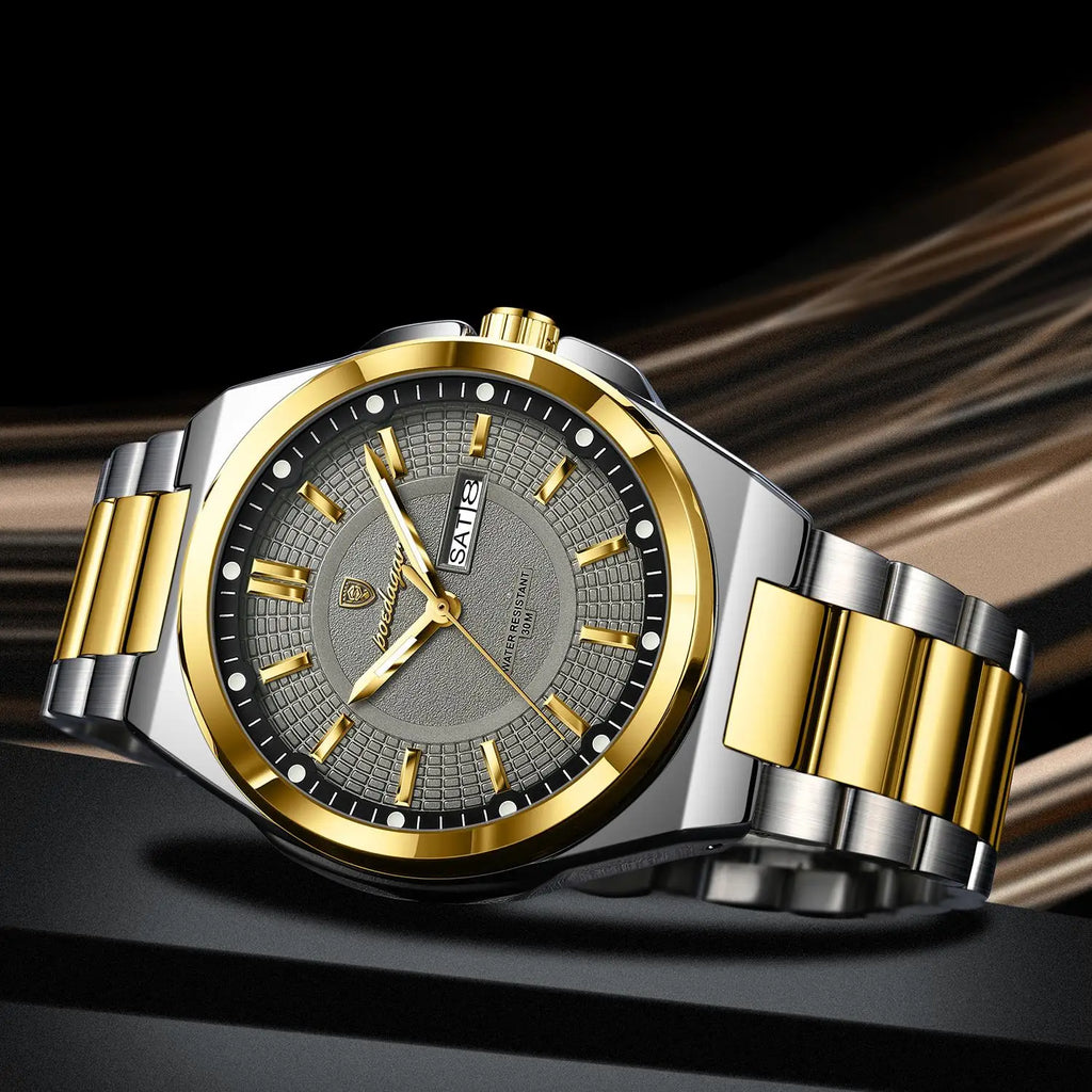 Poedagar Original Luxury Quartz Watch for Men Waterproof Luminous Stainless Steel Strap Mens Watch