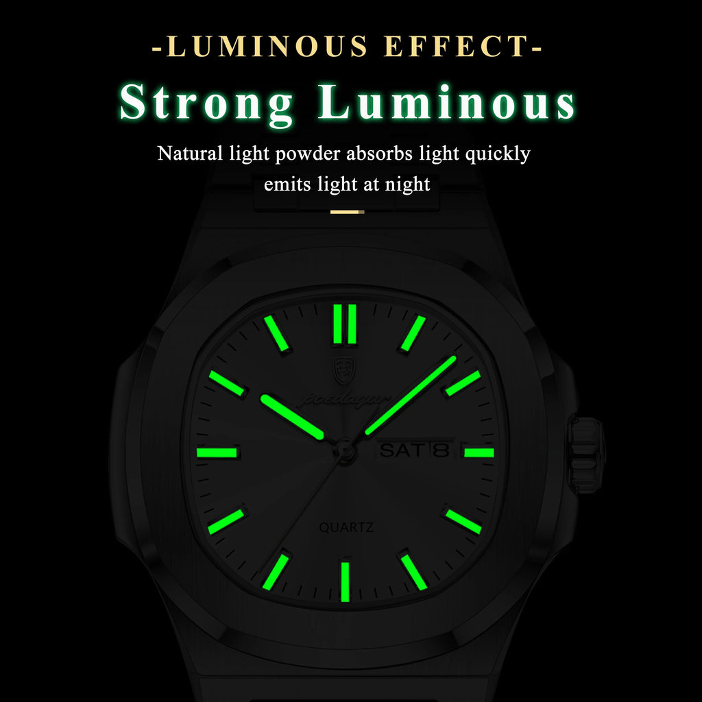 Poedagar 853 Luxury Mens Watch Waterproof Quartz Watches Classic Vintage Orologio Luminous Stainless Steel Watch for Men