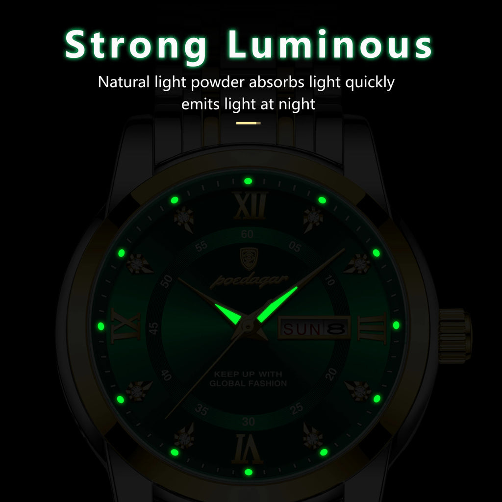 Poedagar 936 Luxury Men's Watch Sport Fashion Charm Wristwatch Stainless Steel Quartz Watch for Men Waterproof Luminous Montre