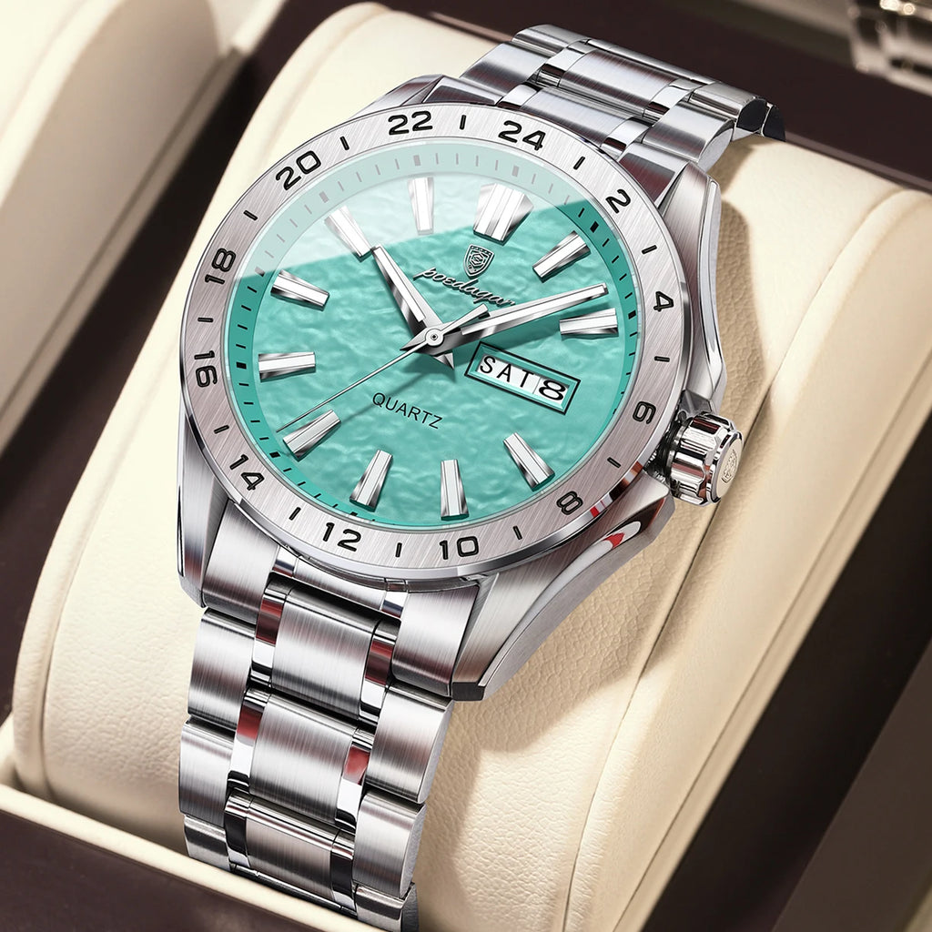Poedagar 683 Waterproof Luminous Business Stainless Steel Strap Men's Quartz Watch with CE Certified