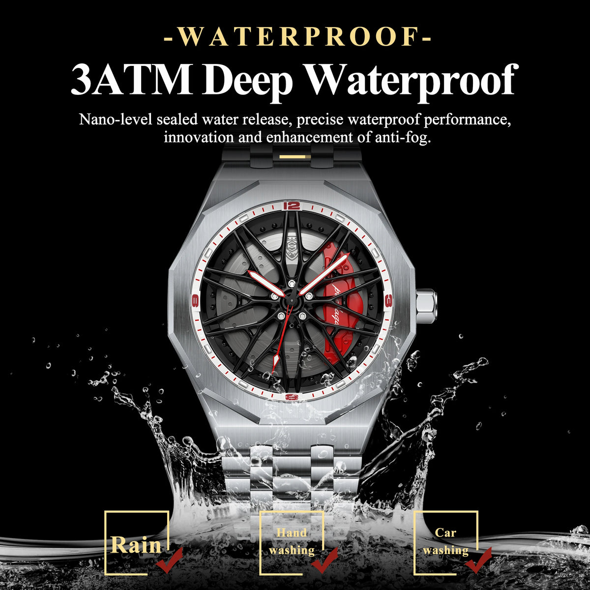 Poedagar 809 Trendy Men's Watch Unique Wheel Rotating Design Waterproof Luminous Stainless Steel Quartz Watches for Men Montres