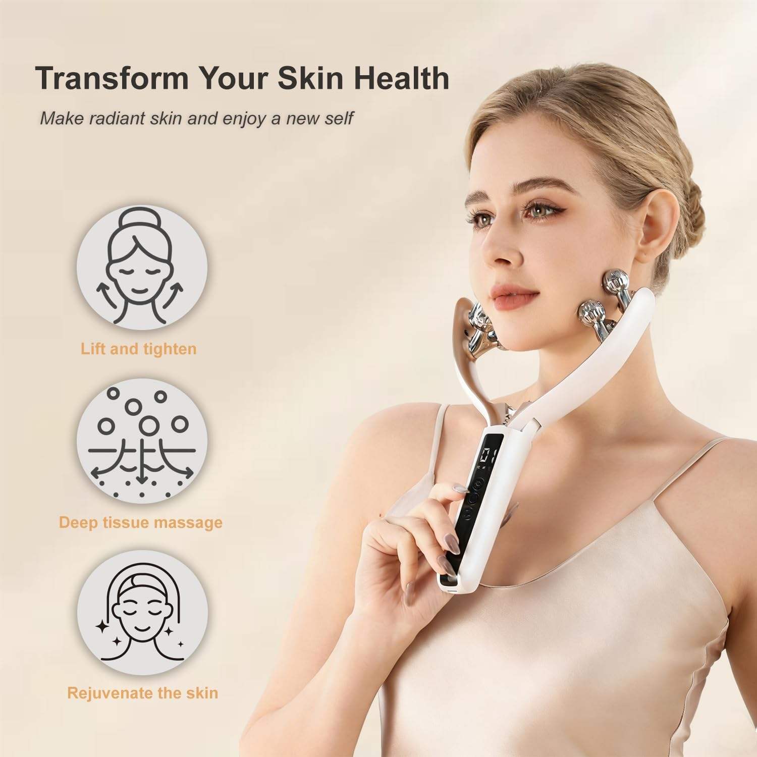V-Face Shaping Massager – 3D Roller EMS + RF + Vibration