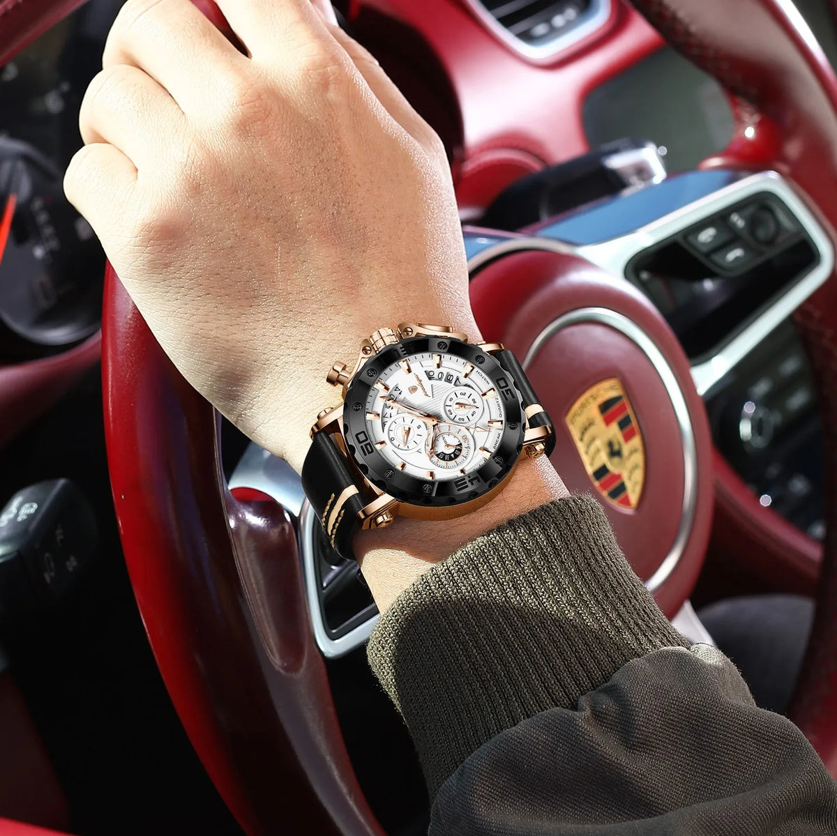 Poedagar 892 Luxury Men's Quartz Watches Trendy Leather Strap Chronograph Reloj Luminous Waterproof Montre Homme Watch for Men