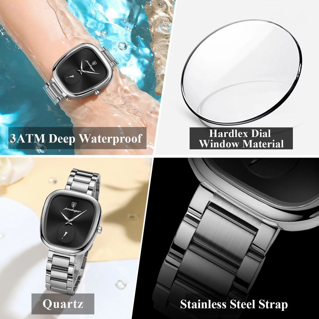 Poedagar 783 Luxury Women's Watch Business Dress Waterproof Quartz Watches Stainless Steel Elegant Ladies Watch Reloj Mujer