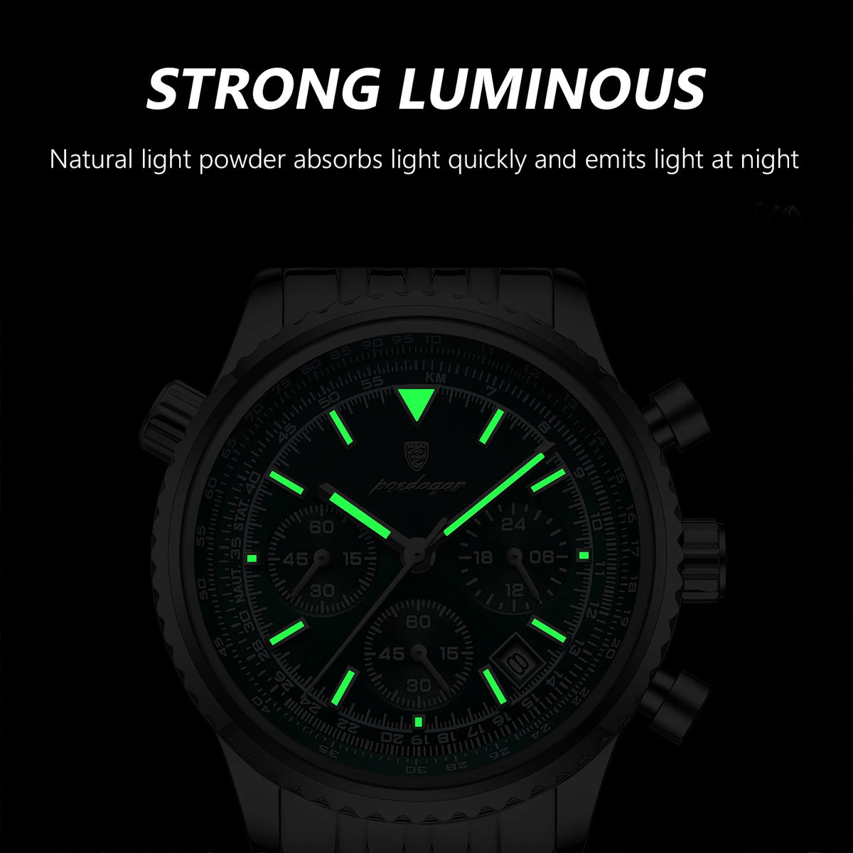 Poedagar 960 Waterproof Luminous Men's Watch Luxury Stainless Steel Chronograph Quartz Watches for Men