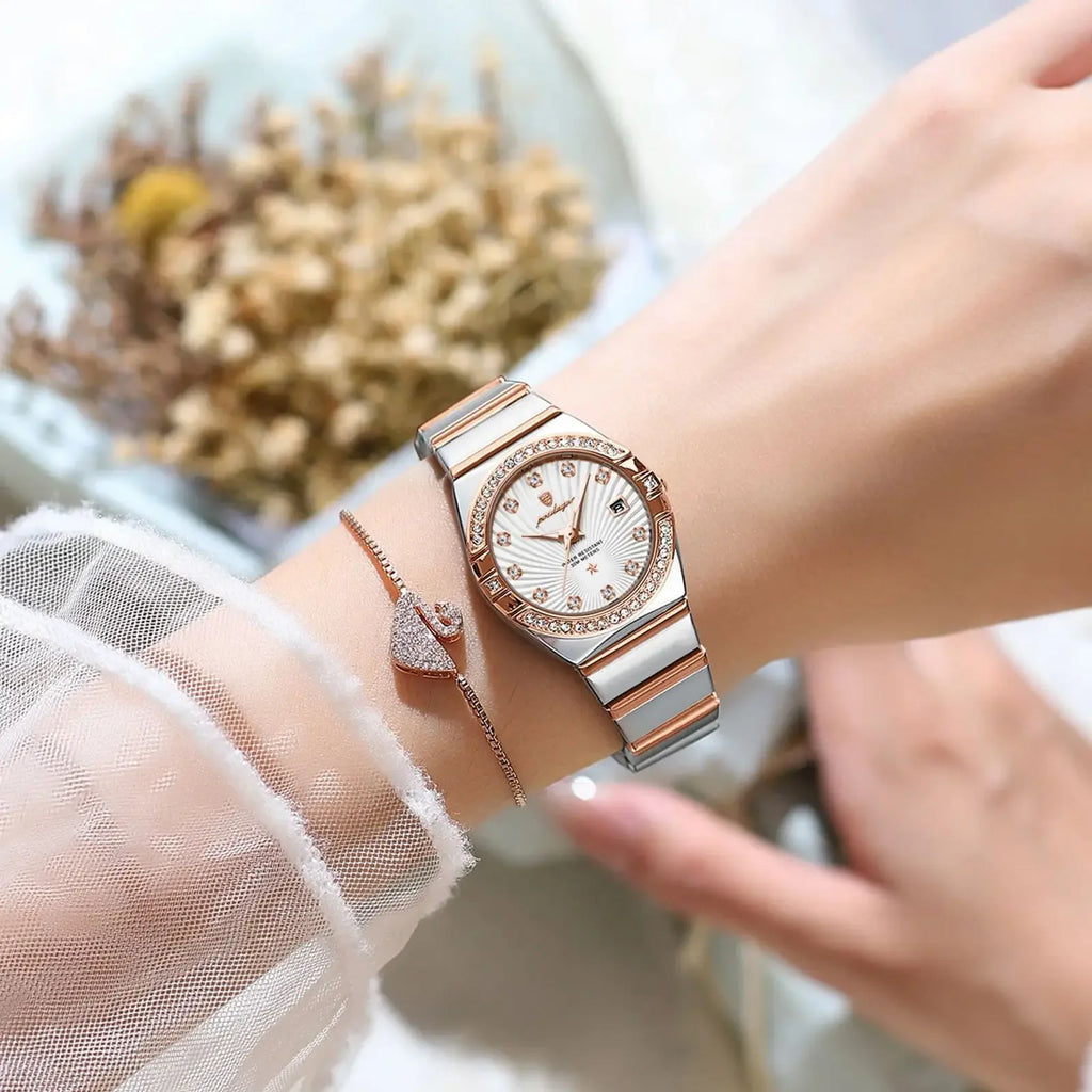 Poedagar Hot Luxury Women Rose Gold Watch Fashion Luminous Waterproof Quartz Watches Diamond Wristwatch Elegant Female Watches