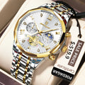 Poedagar 938 Men's Luxury Watch Business Stainless Steel Chronograph Quartz Wristwatch Waterproof Luminous Watch for Men Montre