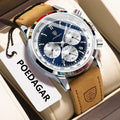 Watch for Men Luxury Poedagar 921 Leather Strap Waterproof Quartz Watches Reloj Luminous Multifunctional Chronograph Date Watch