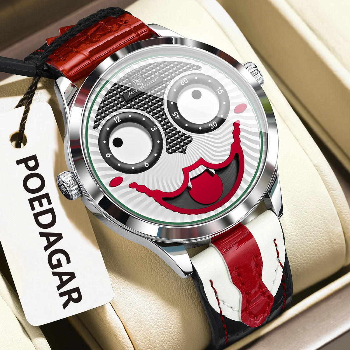 Poedagar 676 Creative Men's Watch Genuine Leather Band Quartz Watches Waterproof Reloj Hombre Trendy Gift Wristwatch for Men