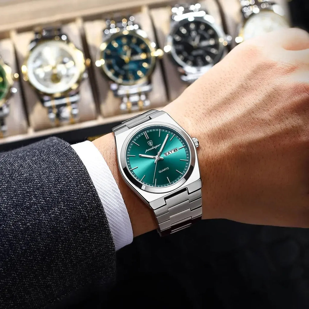 Poedagar Hot Sale 930 Luxury Quartz Watch Stainless Steel Men's Watches Waterproof Luminous Watch for Men
