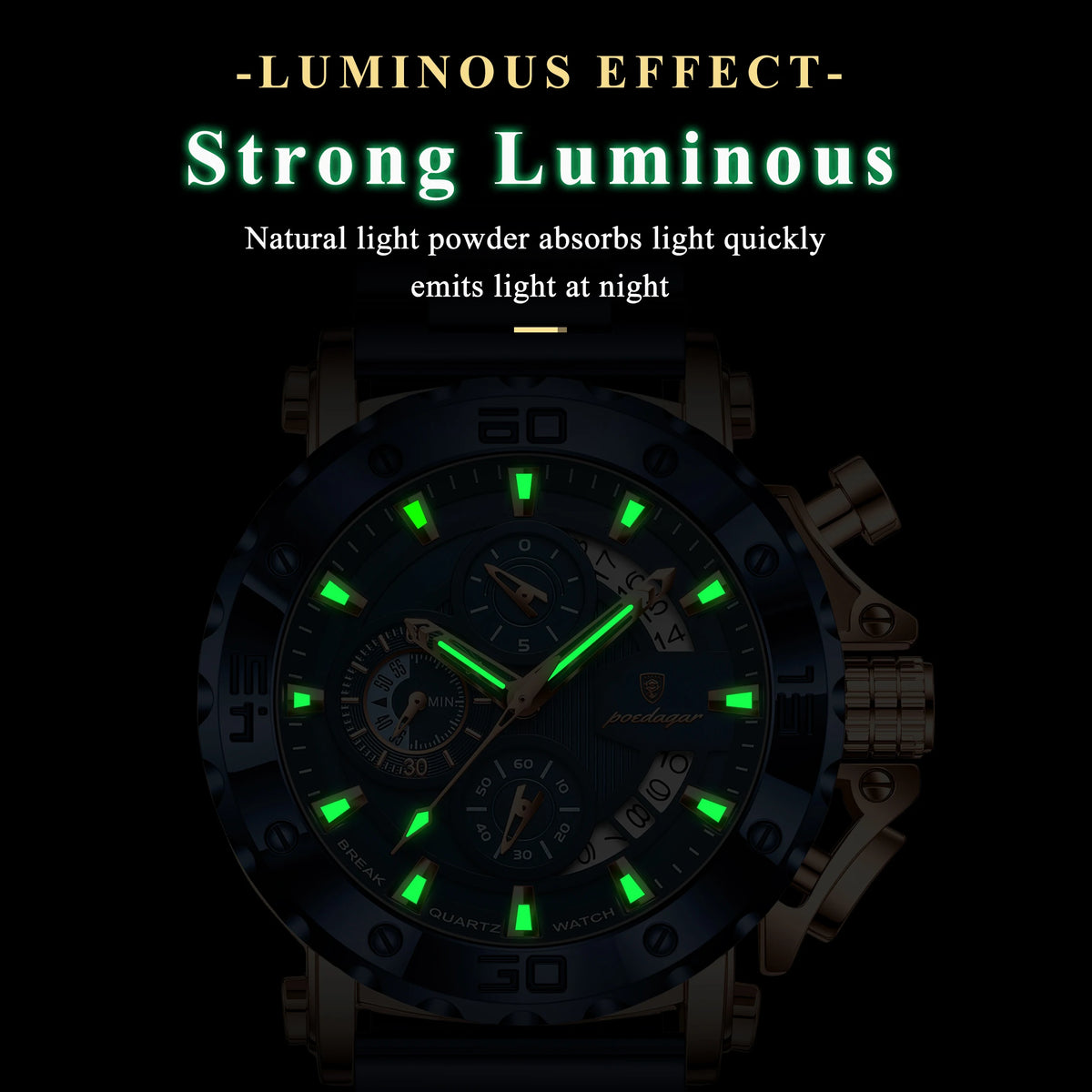 Poedagar 892 Mens Watch Luxury Date 47mm Case Original Quartz Watches Montre Homme Waterproof Luminous Watch for Men Reloj