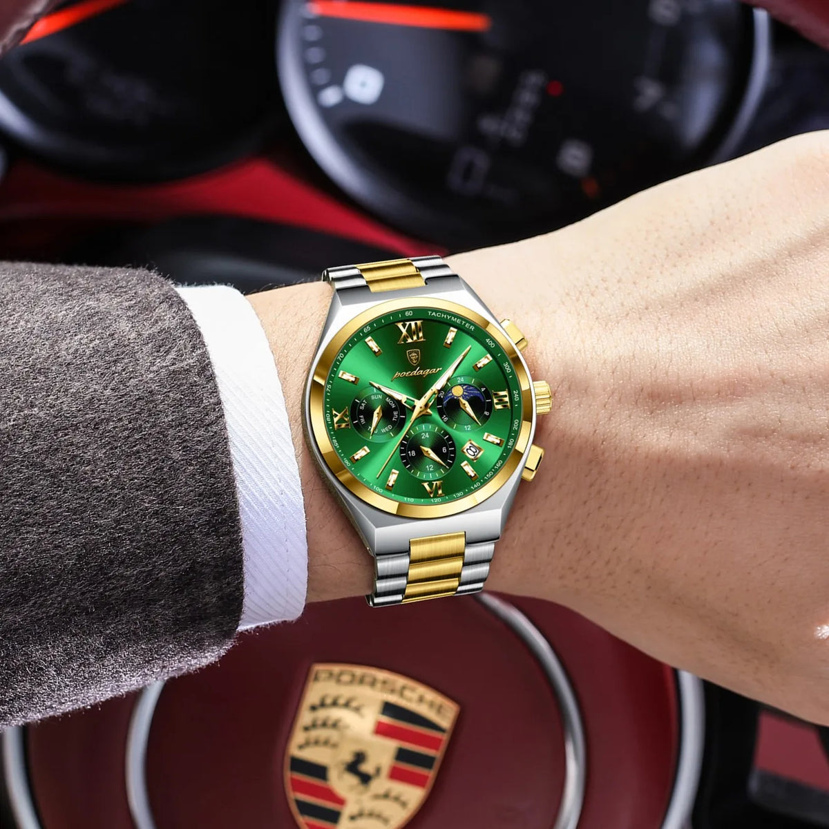 Poedagar 688 Men's Chronograph Watch Luxury Waterproof Luminous Quartz Watch Montre Stainless Steel Business Wristwatch for Men