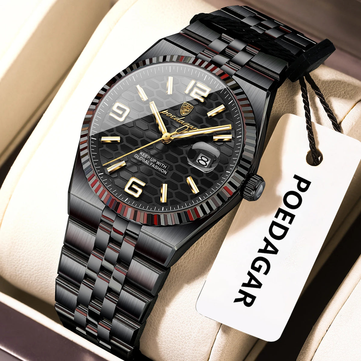 Poedagar High Quality Stainless Steel Quartz Watch Luxury Waterproof Luminous Lady's Wristwatch