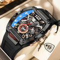 Poedagar 9051 Men's Chronograph Quartz Watches Luxury 43mm Tonneau Case Relogio Silicone Strap Sport Waterproof Watch for Men