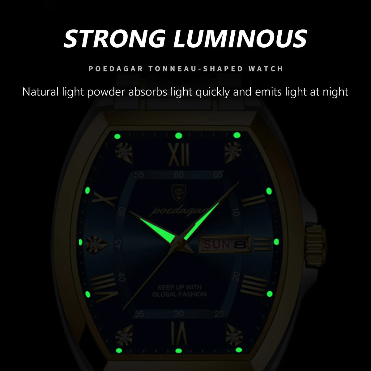 Poedagar New Fashion Stainless Steel Luxury Watch Waterproof Luminous Date Men's Quartz Watch for Men